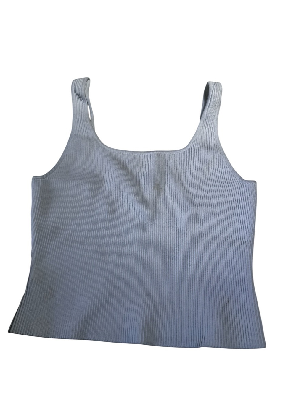 Aritzia Babaton Sculpt Knit Squareneck Cropped L Tank White Sweater Top Minimal - Picture 3 of 14